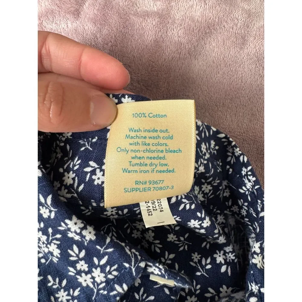 Boy's THEREABOUTS navy floral button down -XS